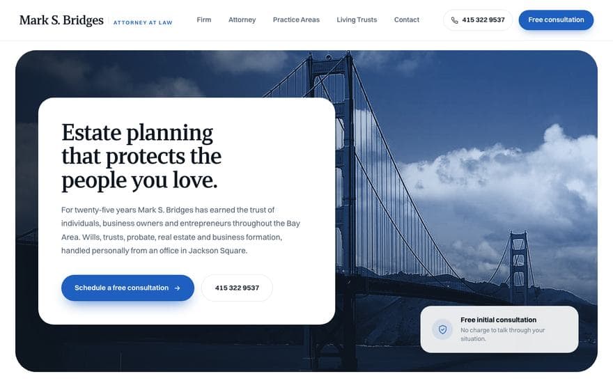 Law homepage concept