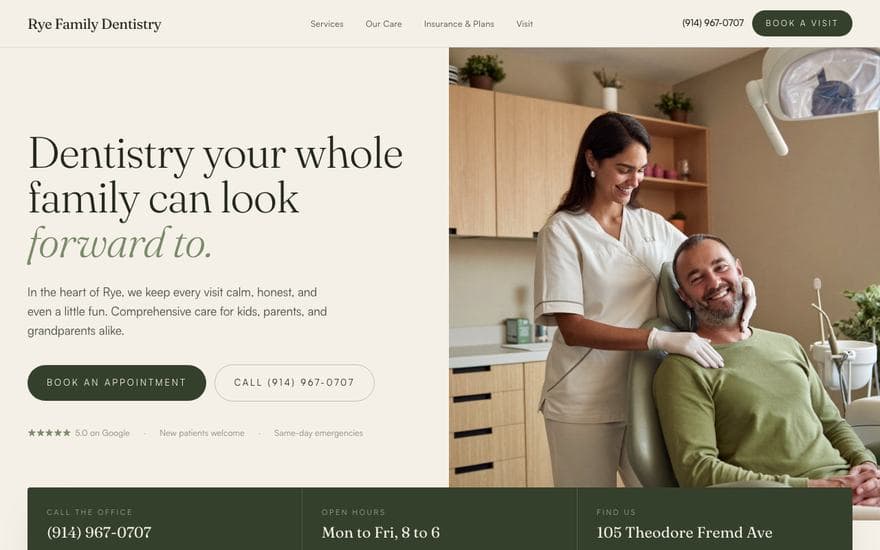 Dentistry homepage concept